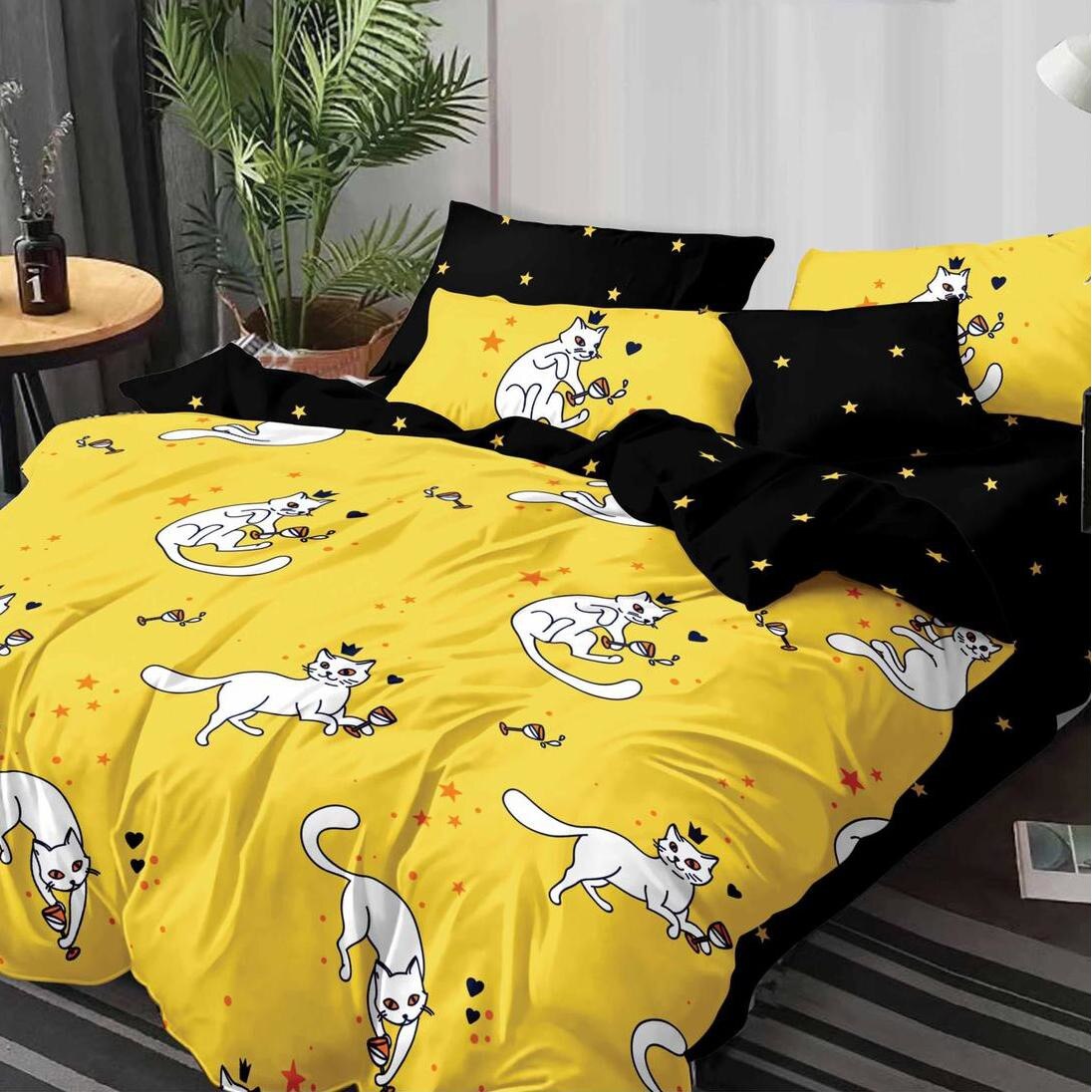 Lenjerie de pat dubla din bumbac gros finet 2 persoane, 6 piese color JK28