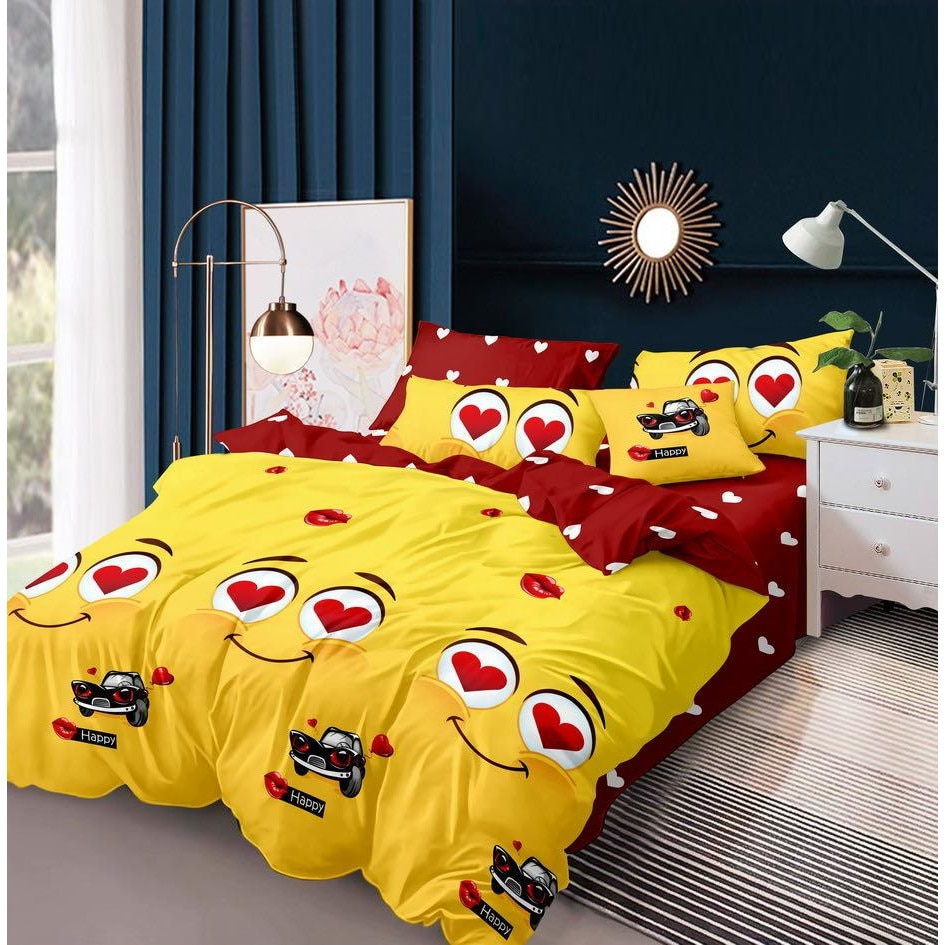 Lenjerie de pat dubla din bumbac gros finet 2 persoane, 6 piese color JK37