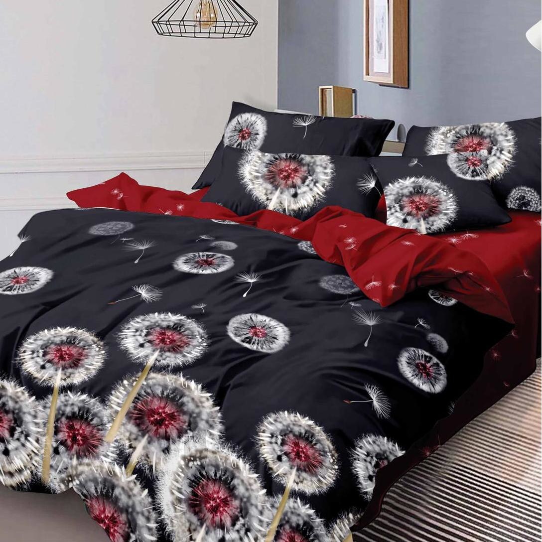Lenjerie de pat dubla din bumbac gros finet 2 persoane, 6 piese color JK43