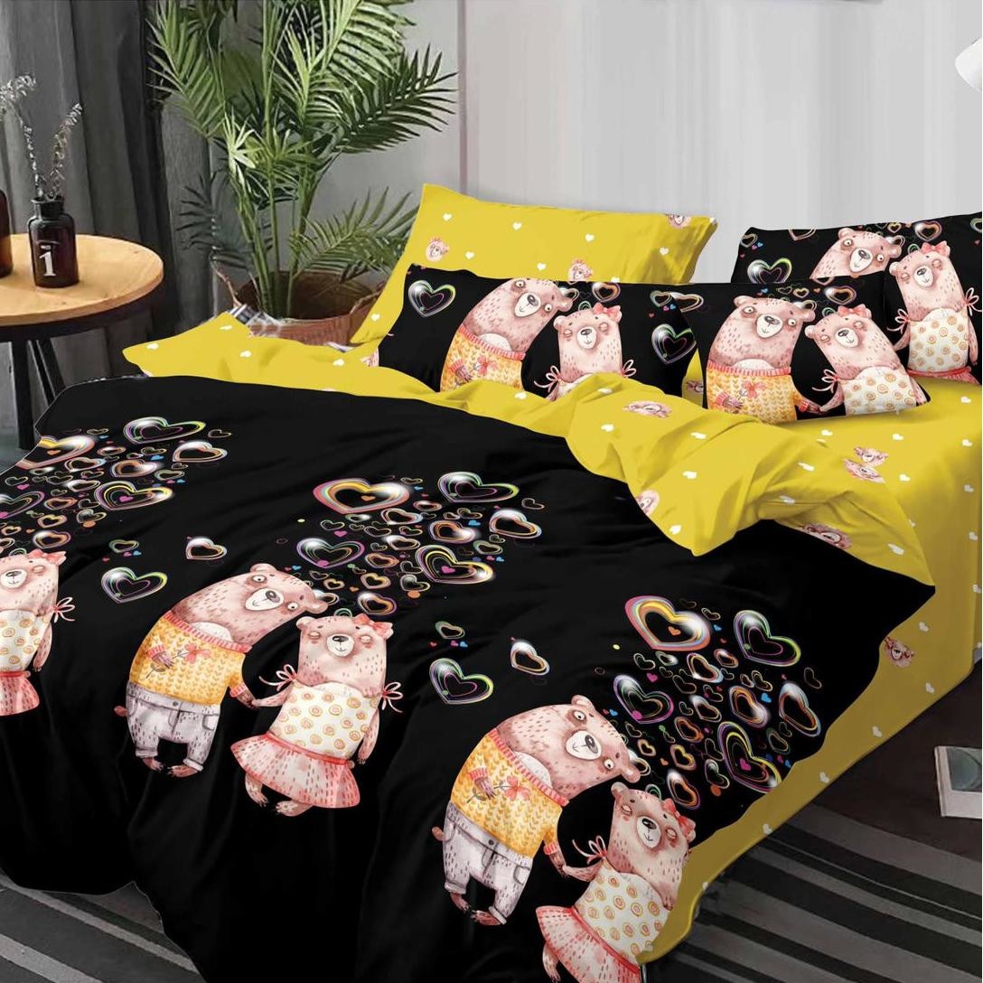 Lenjerie de pat dubla din bumbac gros finet 2 persoane, 6 piese color JK48