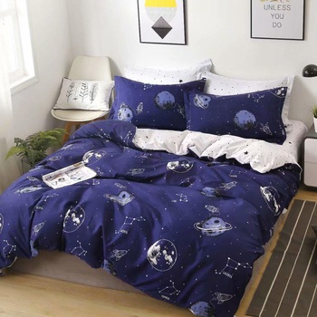 Lenjerie de pat dubla din bumbac gros finet 2 persoane, 6 piese color JK46 Lenjerie de pat dubla din bumbac gros finet 2 persoane, 6 piese color JK46