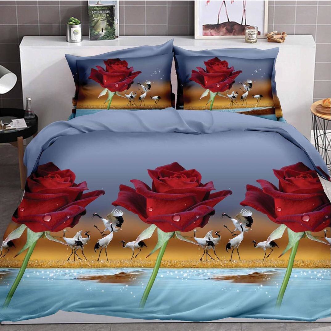 Lenjerie de pat cu 2 fete din bumbac satinat 2 persoane, 4 piese color JK57