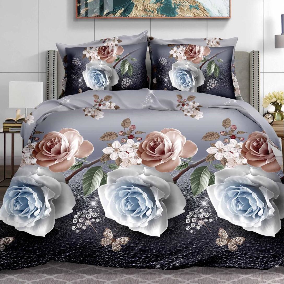 Lenjerie de pat cu 2 fete din bumbac satinat 2 persoane, 4 piese color JK59