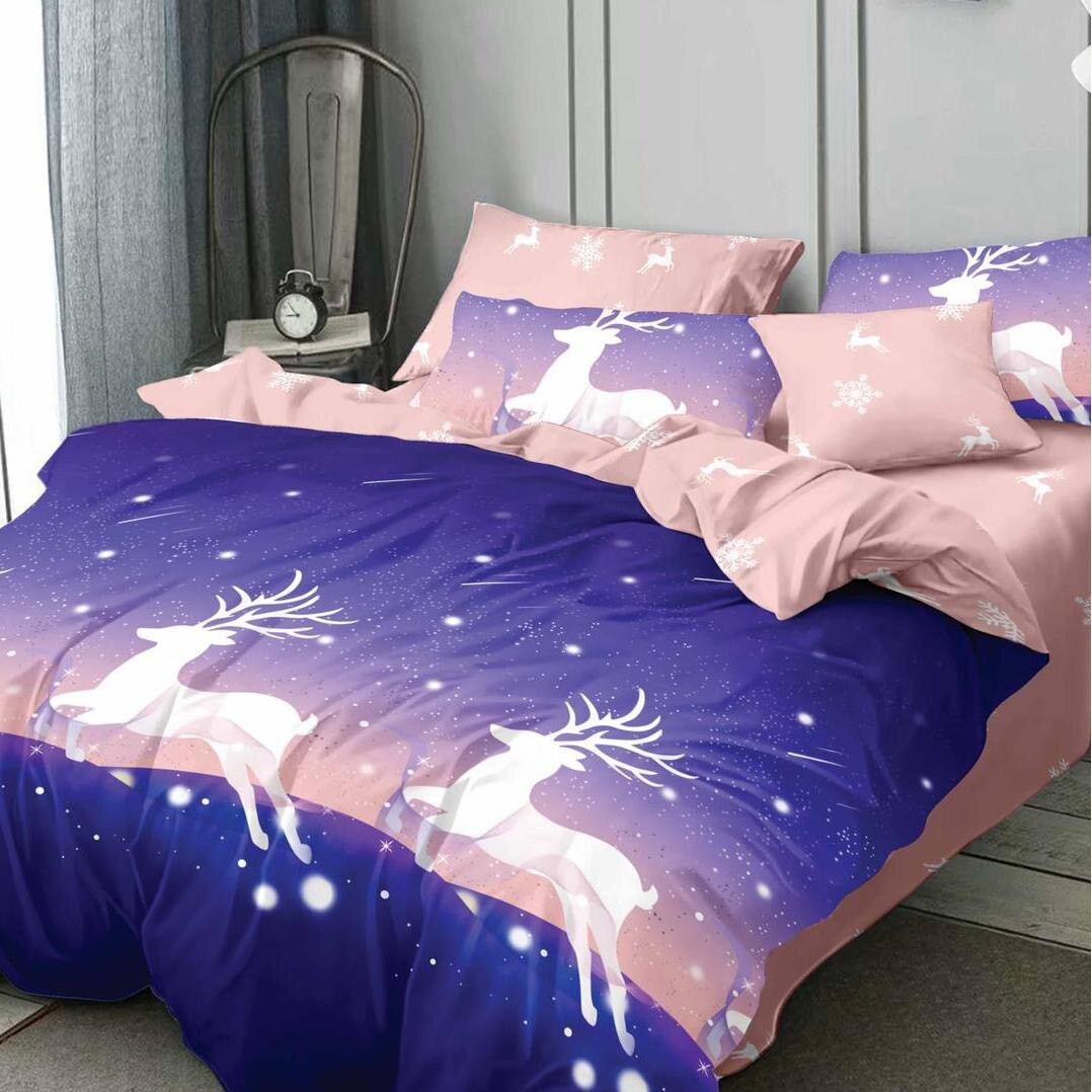 Lenjerie de pat dubla din bumbac gros finet 2 persoane, 6 piese color JK56