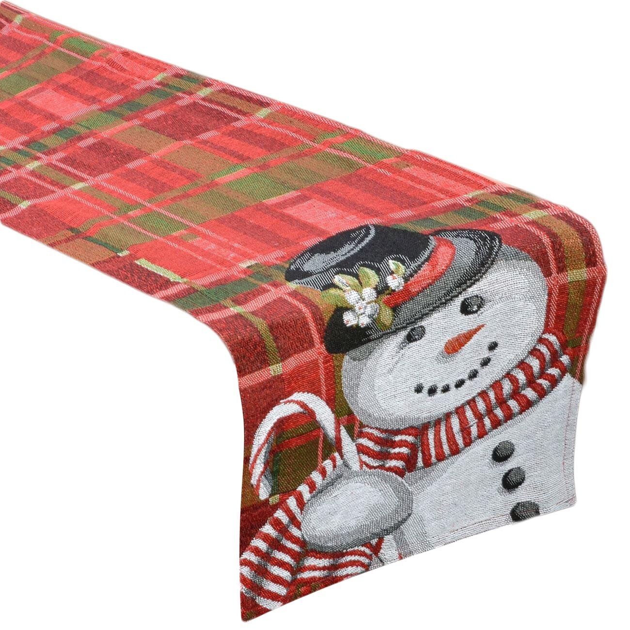 Napron decorativ, Zola®, pentru sarbatori, Om de Zapada, carouri, 35x160 cm