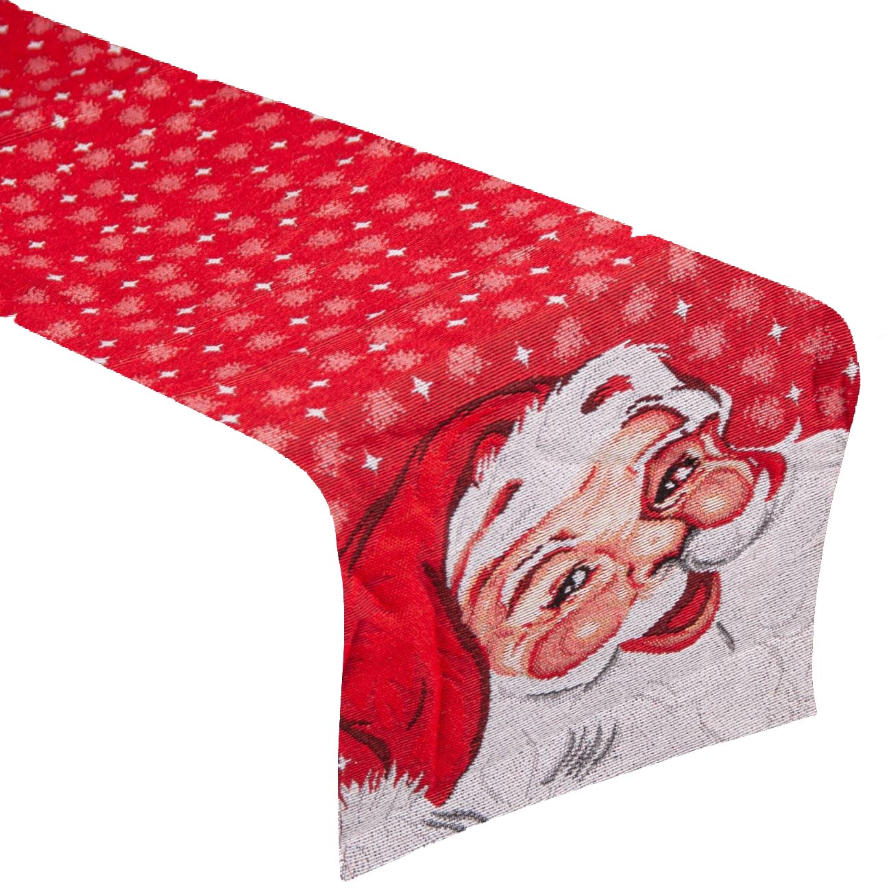 Napron decorativ, Zola®, pentru sarbatori, rosie, model Mos Craciun, 35x150 cm