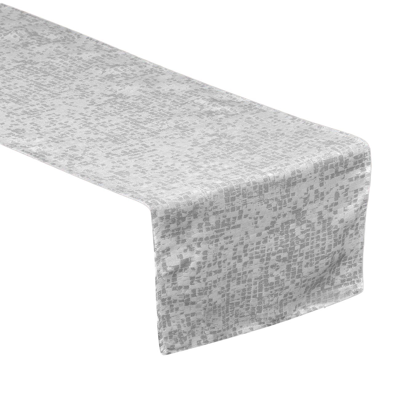 Napron decorativ, Zola®, pentru sarbatori, alba cu model argintiu, 35x150 cm
