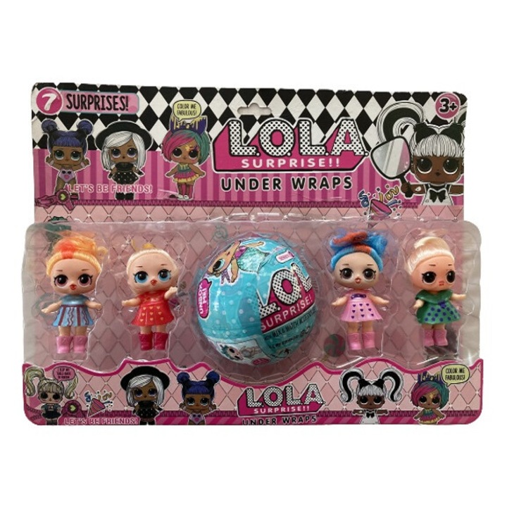 Set 4 papusi LOLA cu surpriza, multicolor