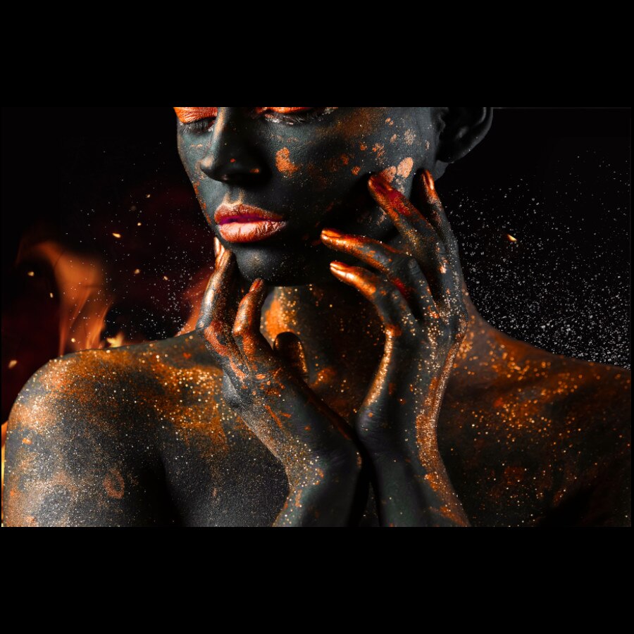 Tablou, Arlata Word Mag, Dormitor, Hol,Portret Abstract 1229, Rama Lemn, Multicolor, 80x50 cm, Rezolutie Full HD