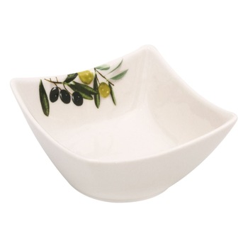 Bol de Servire, New Line, Ceramica, model cu Masline, 200 ml, Alb Bol de Servire, New Line, Ceramica, model cu Masline, 200 ml, Alb