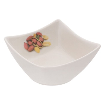 Bol de Servire Gustare, New Line, Portelan, model cu Alune, 200 ml, Alb Bol de Servire Gustare, New Line, Portelan, model cu Alune, 200 ml, Alb