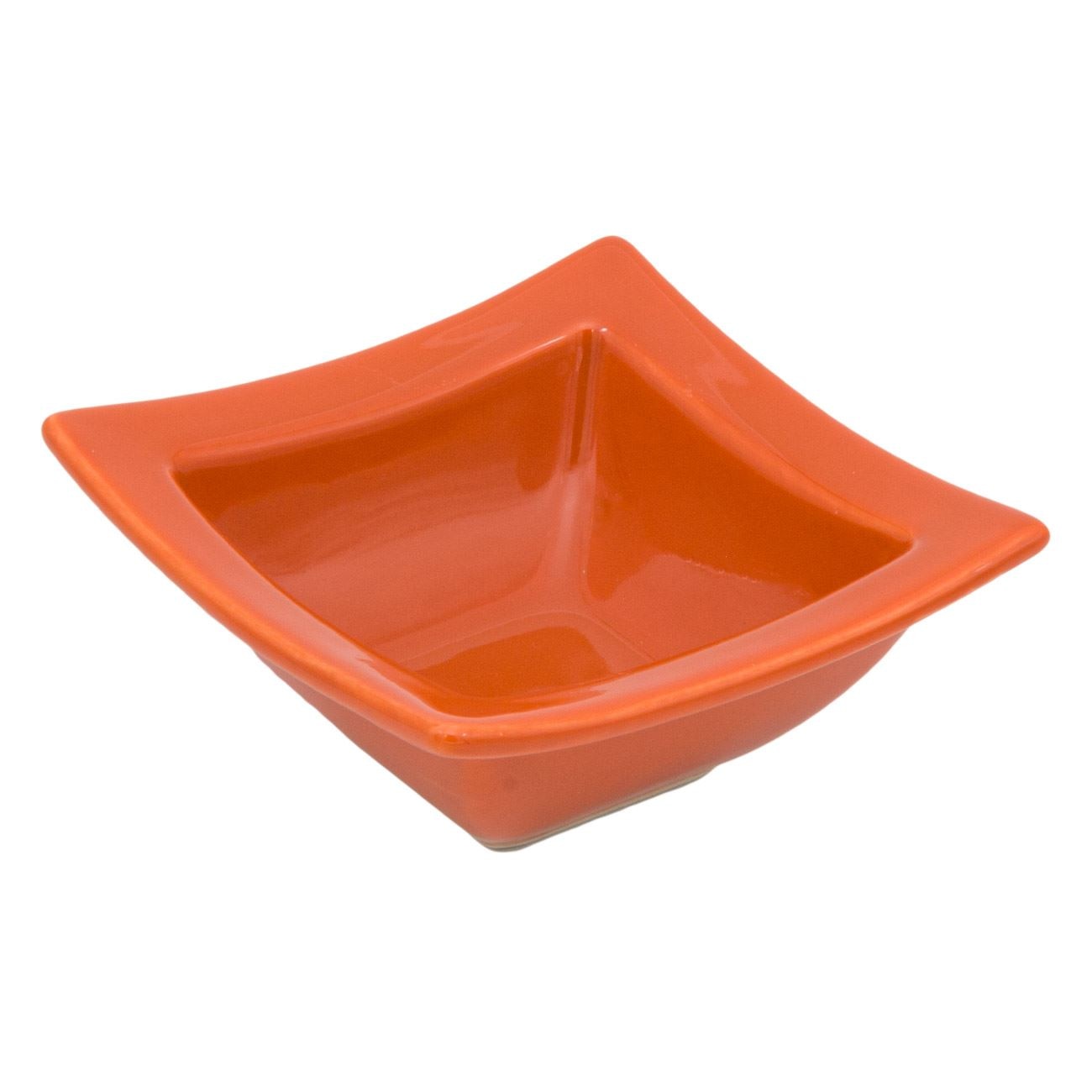 Bol de Servire Gustare, New Line, Ceramica, Patrat, 85 ml, Portocaliu