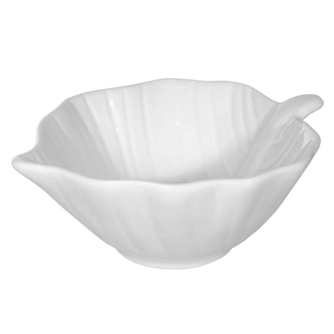Bol de Servire, New Line, Portelan, model in Forma de Frunza, 120 ml, Alb