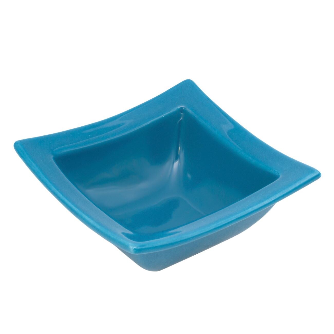 Bol de Servire Gustare, New Line, Ceramica, Patrat, 85 ml, Albastru