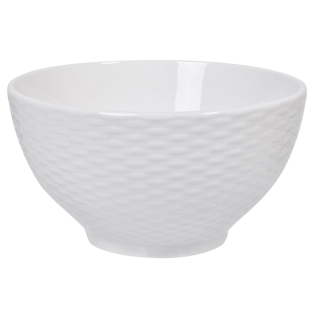 Bol Rotund de Servire, New Line, Portelan, model Margine in Relief, 700 ml, Alb