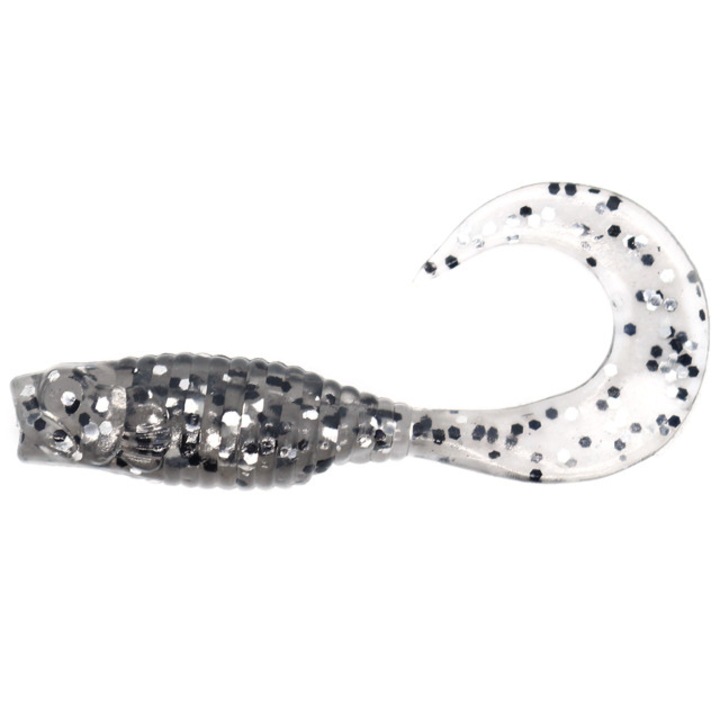 Set 16buc Twister Damiki Wow Grub 5.1cm, 1.7gr, Culoarea 007 (Smoke Silver)