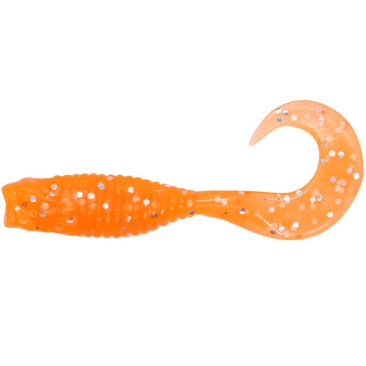 Set 16buc Twister Damiki Wow Grub 5.1cm, 1.7gr, Culoarea 212 (Orange Silver)