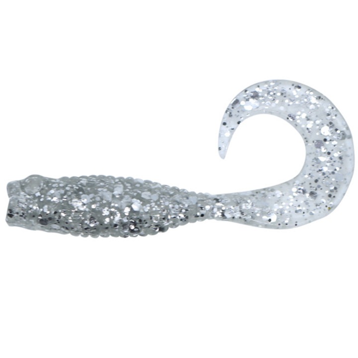 Set 16buc Twister Damiki Wow Grub 5.1cm, 1.7gr, Culoarea 402 (Silver)