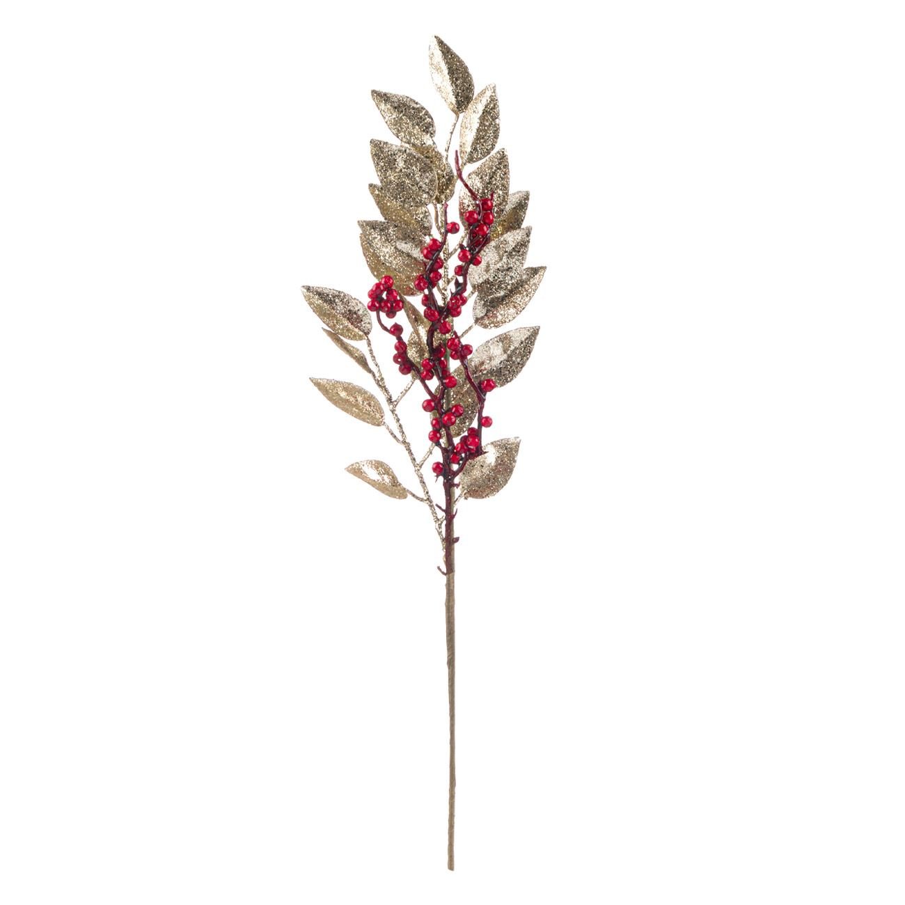 Crenguta ornamentala cu merisoare rosii de Craciun, 45 cm