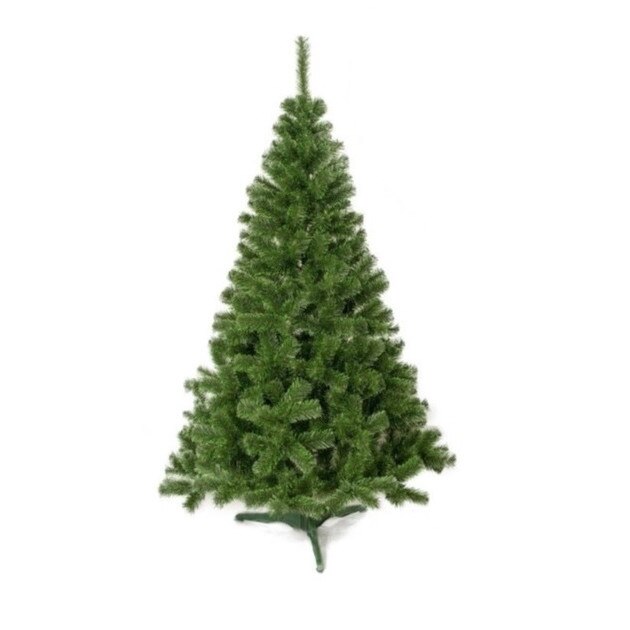 Brad de Craciun artificial cu cetina fina si varfuri verzi, 220 cm, suport inclus