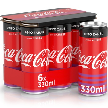 Coca - Cola Cherry Zero Zahar, Doza 6 X 0.33l Coca - Cola Cherry Zero Zahar, Doza 6 X 0.33l