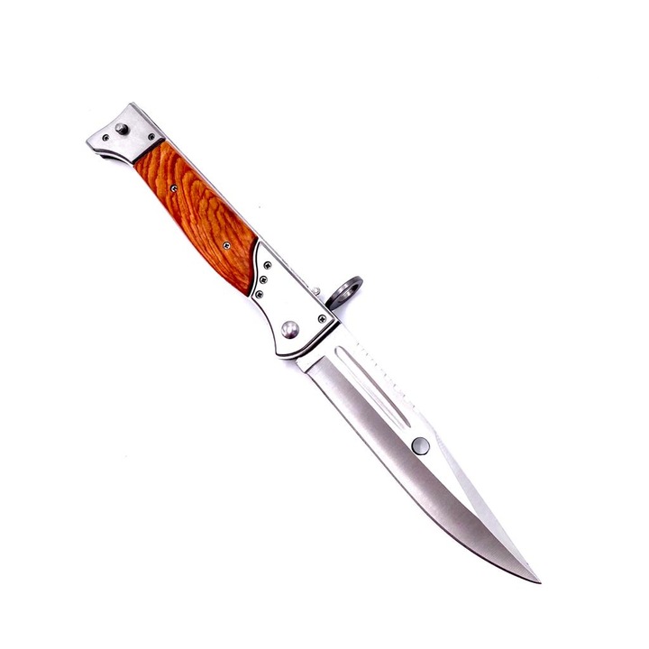 Cutit briceag AK-47 CCCP, deschidere automata, husa camuflaj cu prindere la curea, 34 cm