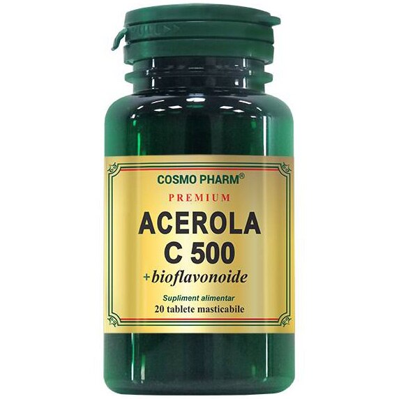 Supliment Alimentar Acerola C 500 Bioflavonoide, 20 Tablete