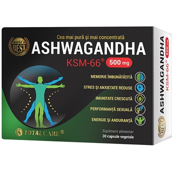 Supliment Alimentar Ashwagandha Ksm 66, 30 Capsule Supliment Alimentar Ashwagandha Ksm 66, 30 Capsule