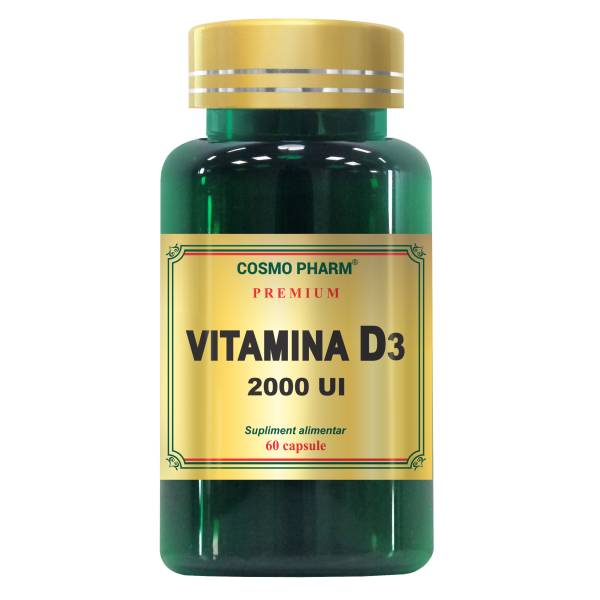 Supliment Alimentar Vitamina D3 2000 Ui, 60 Capsule
