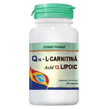 Supliment Alimentar Q10 L-Carnitina Alfa Lipoic, 30 Capsule Supliment Alimentar Q10 L-Carnitina Alfa Lipoic, 30 Capsule