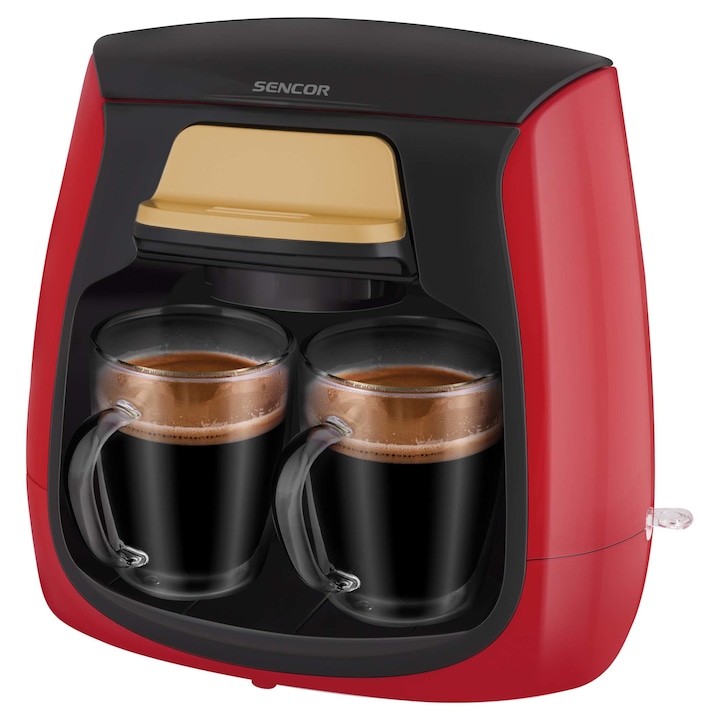 Sencor SCE2101RD filteres kávéfőző, 500W, 0.3L víztartály, 2 csészés kapacitás, piros