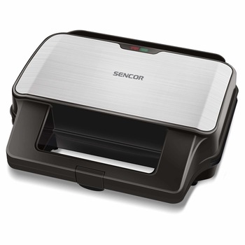 Sandwich-maker Sencor SSM 9400SS, 900 W, 4 placi interschimbabile, Control temperatura, Negru Argintiu Sandwich-maker Sencor SSM 9400SS, 900 W, 4 placi interschimbabile, Control temperatura, Negru Argintiu
