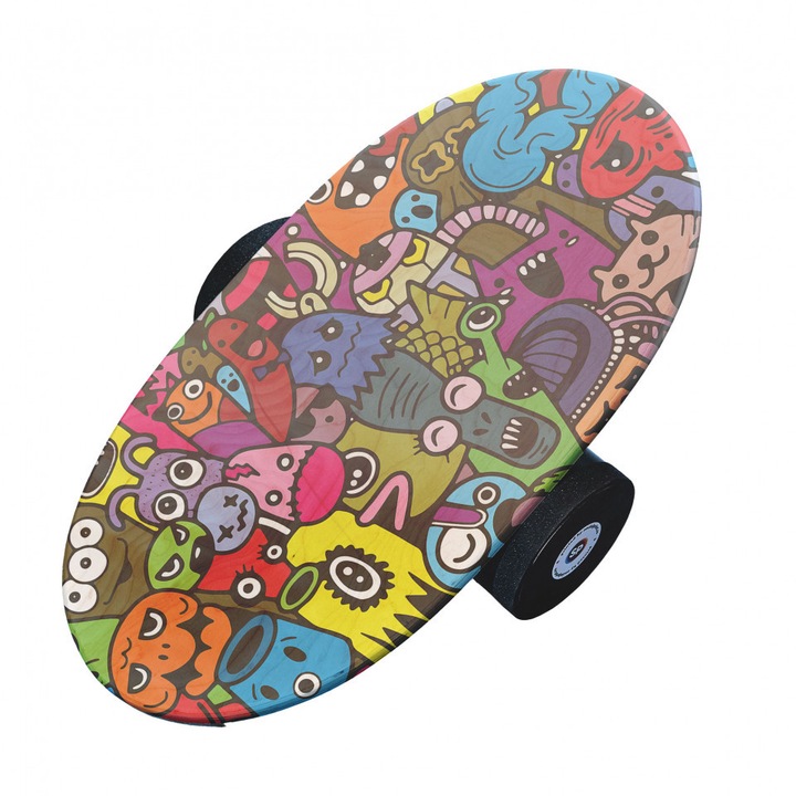 Balance Board cu cilindru, 74x38cm, Funny Monsters