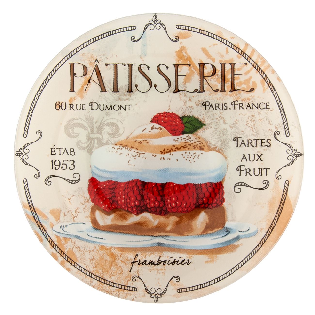 Farfurie Desert, New Line, Sticla, model Patisserie, 15 cm, Multicolor