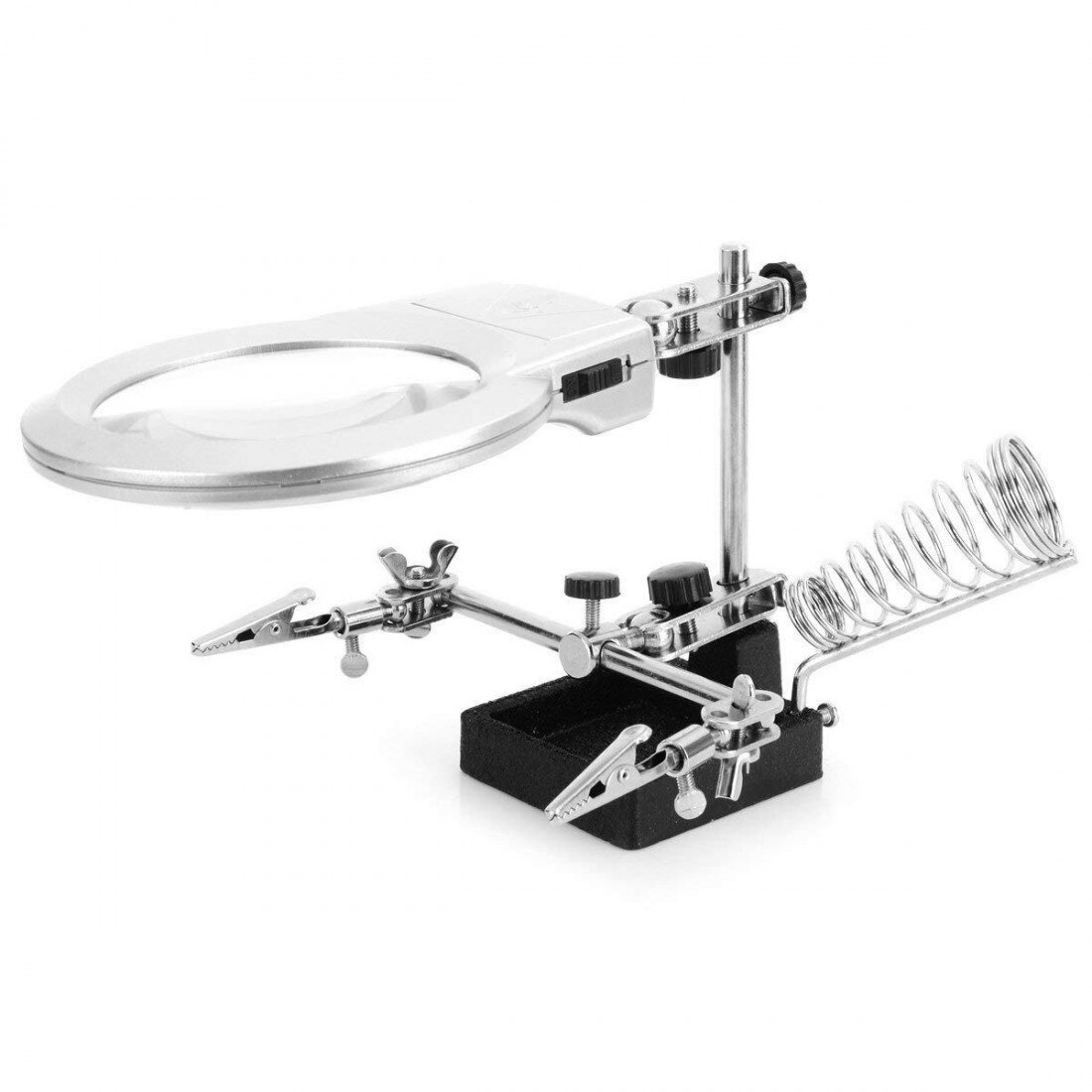 Suport pentru ceasornicari cu lupa si lumina LED, prindere fixa si ajustabila - MG16129A