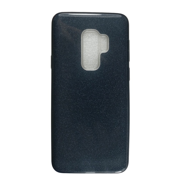Husa compatibila cu Samsung Galaxy S9 Plus, Silicon cu sclipici Glitter, Negru