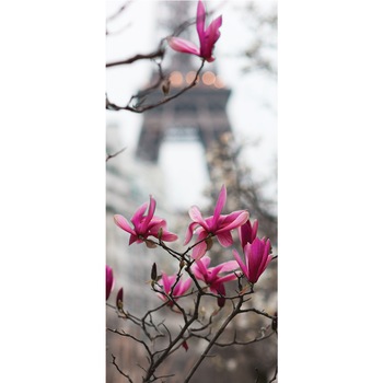 Autocolant imprimat pentru usa, Orafol, Magnolia de la Turnul Eiffel, multicolor, 92x205 cm Autocolant imprimat pentru usa, Orafol, Magnolia de la Turnul Eiffel, multicolor, 92x205 cm