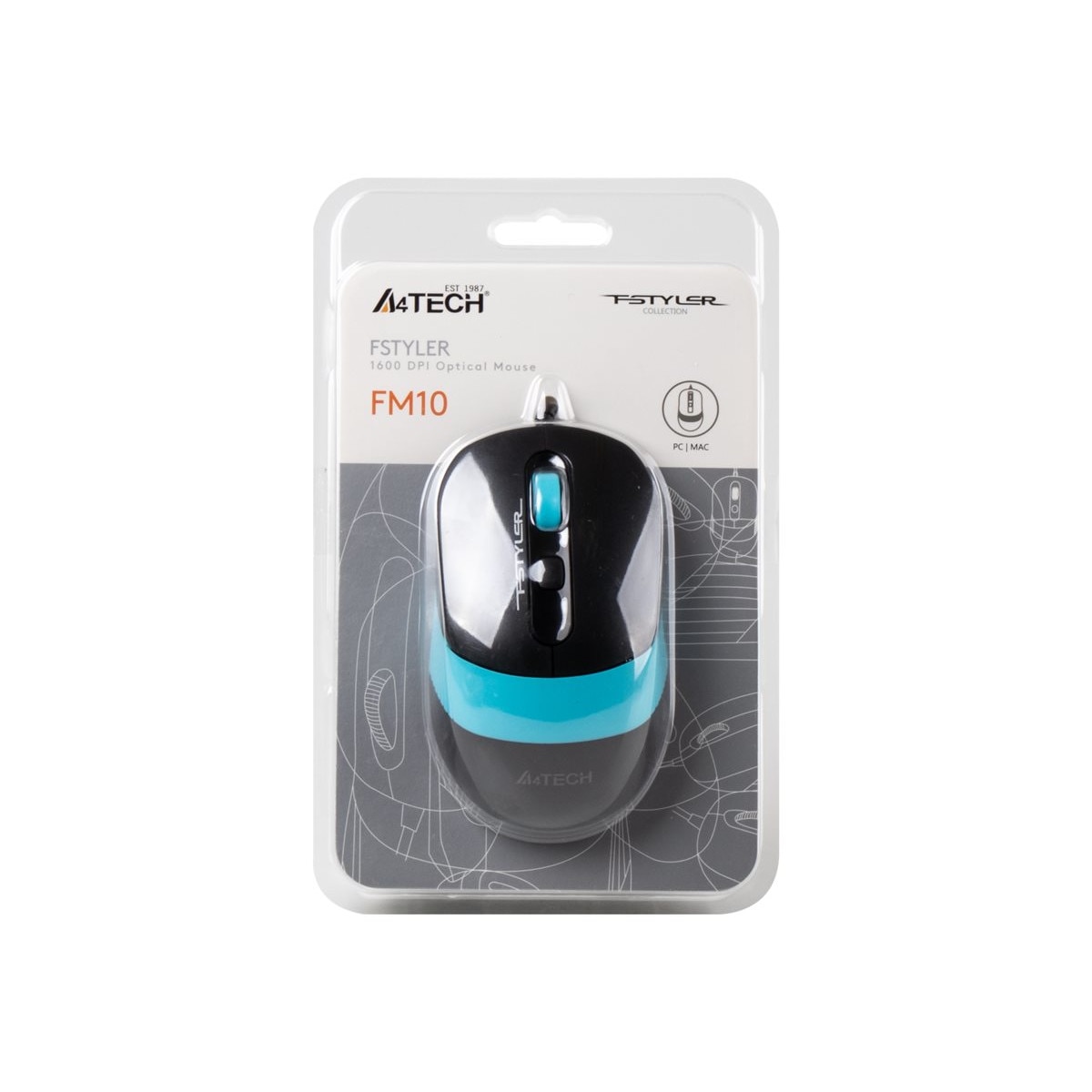 Mouse Optic A4TECH FM10, USB , Black-Blue
