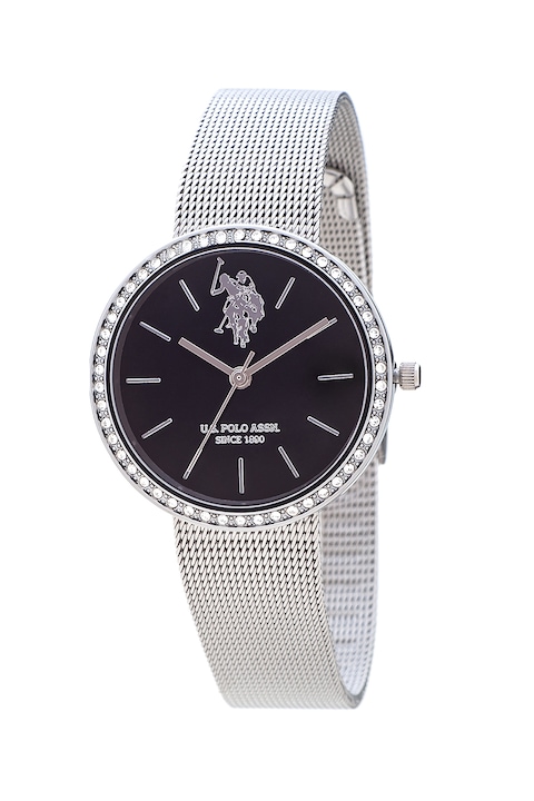 U.S. Polo Assn., Иноксов часовник с кристали , Сребрист