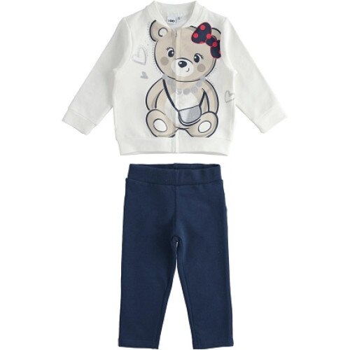 Costum sport fete, Ido, alb cu urs