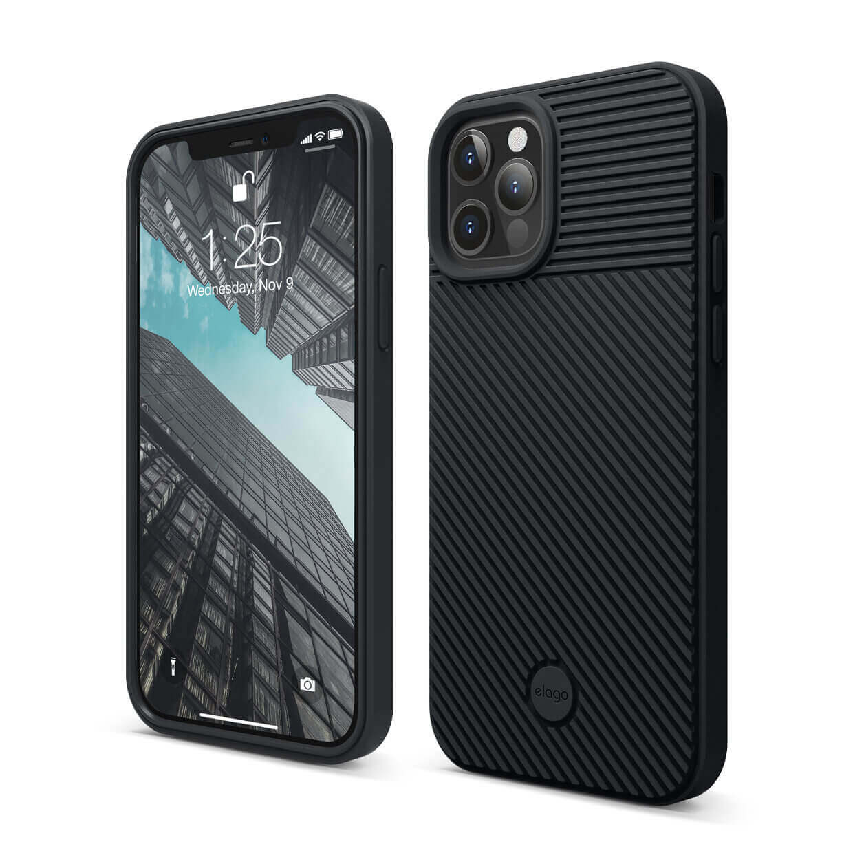 Husa din silicon Elago Cushion Case, pentru iPhone 12, iPhone 12 Pro, negru