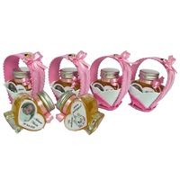 marturii dulci borcan de miere 90 g in forma de inimioara personalizat cu fotografie si data evenimentului in cosulet handmade din fundita dubla culoare la alegere - 23h events imagen 54_0_
0