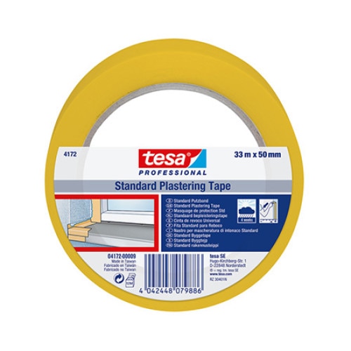 Banda adeziva mascare tencuieli, galben, Profi Tools, 50mm / 33m