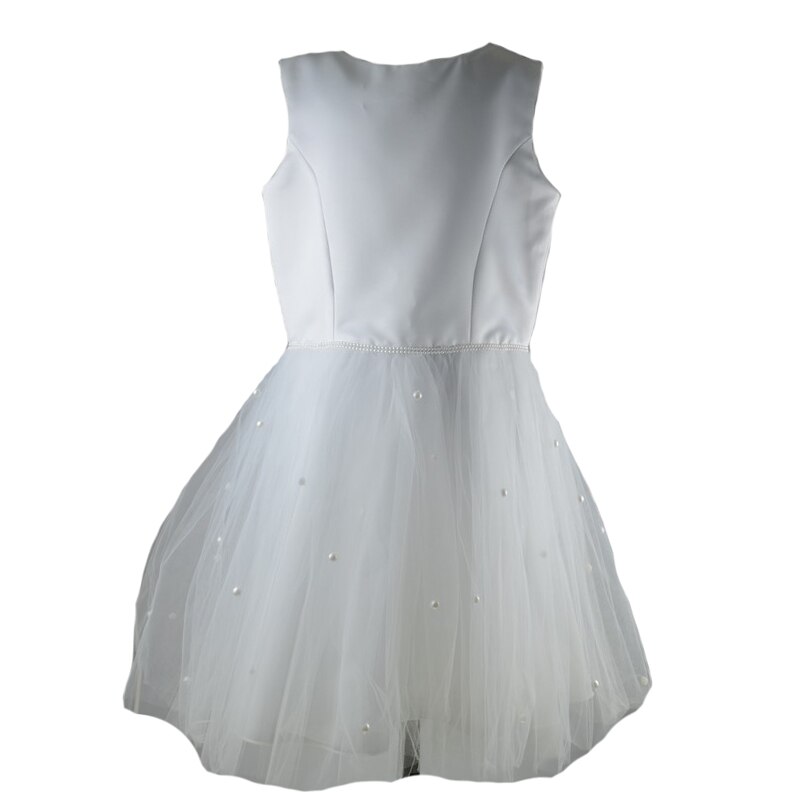 Rochie eleganta pentru fete, inchidere fermoar, Alb