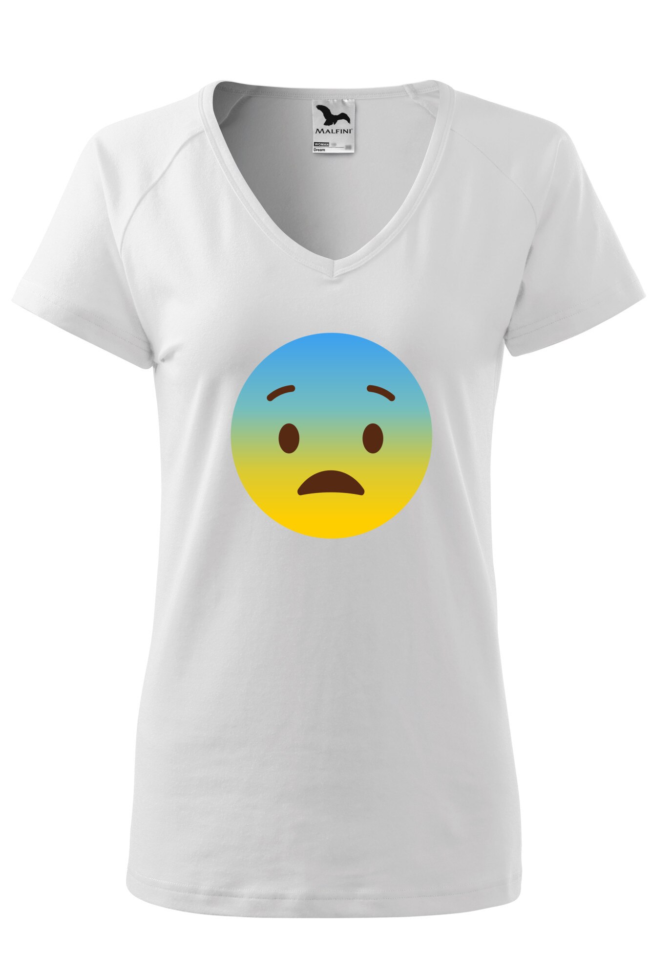 Tricou dama, Malfini, Emoji Scared Face, Alb, XS