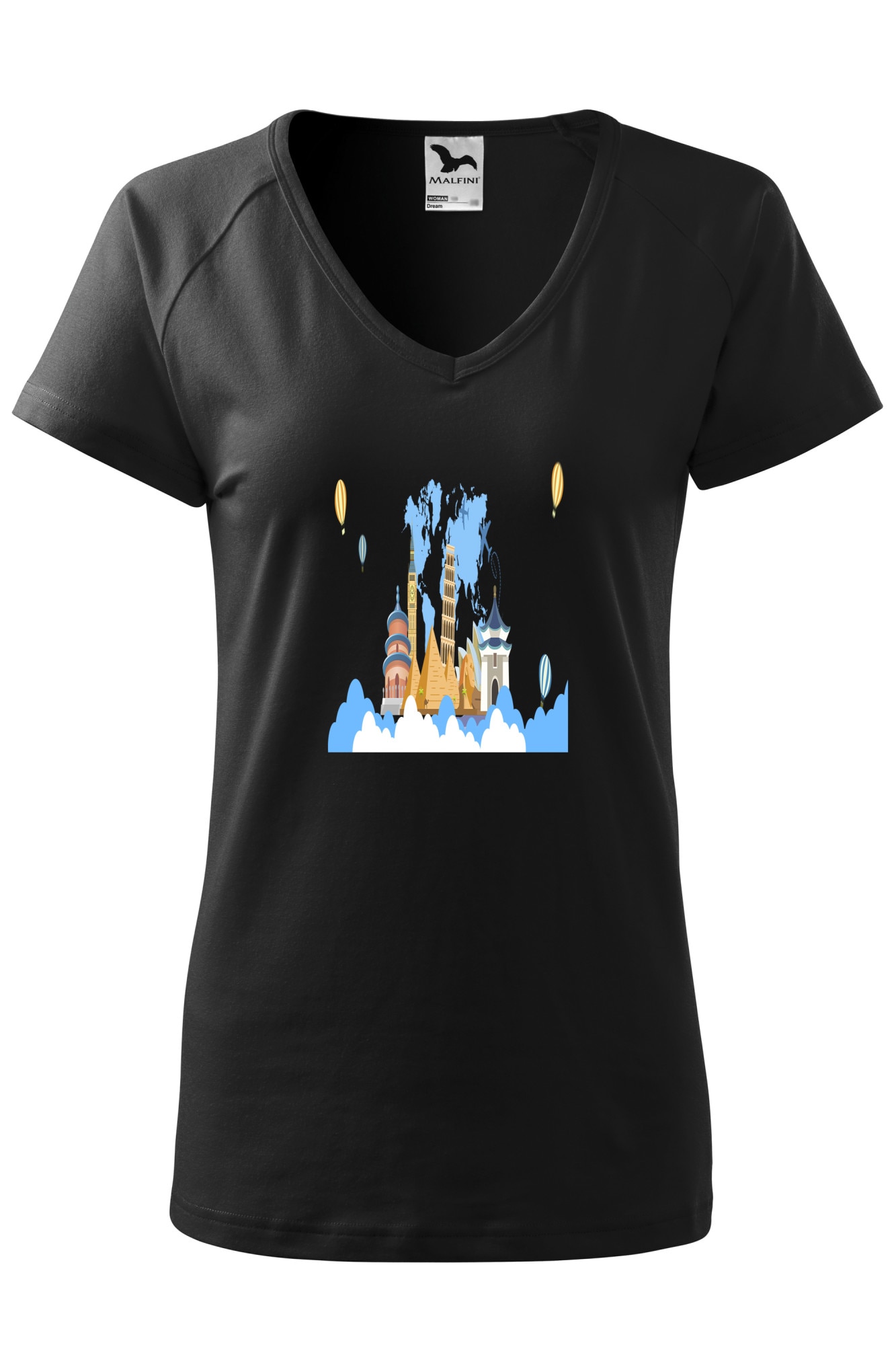 Tricou dama, Malfini, See the World, Negru