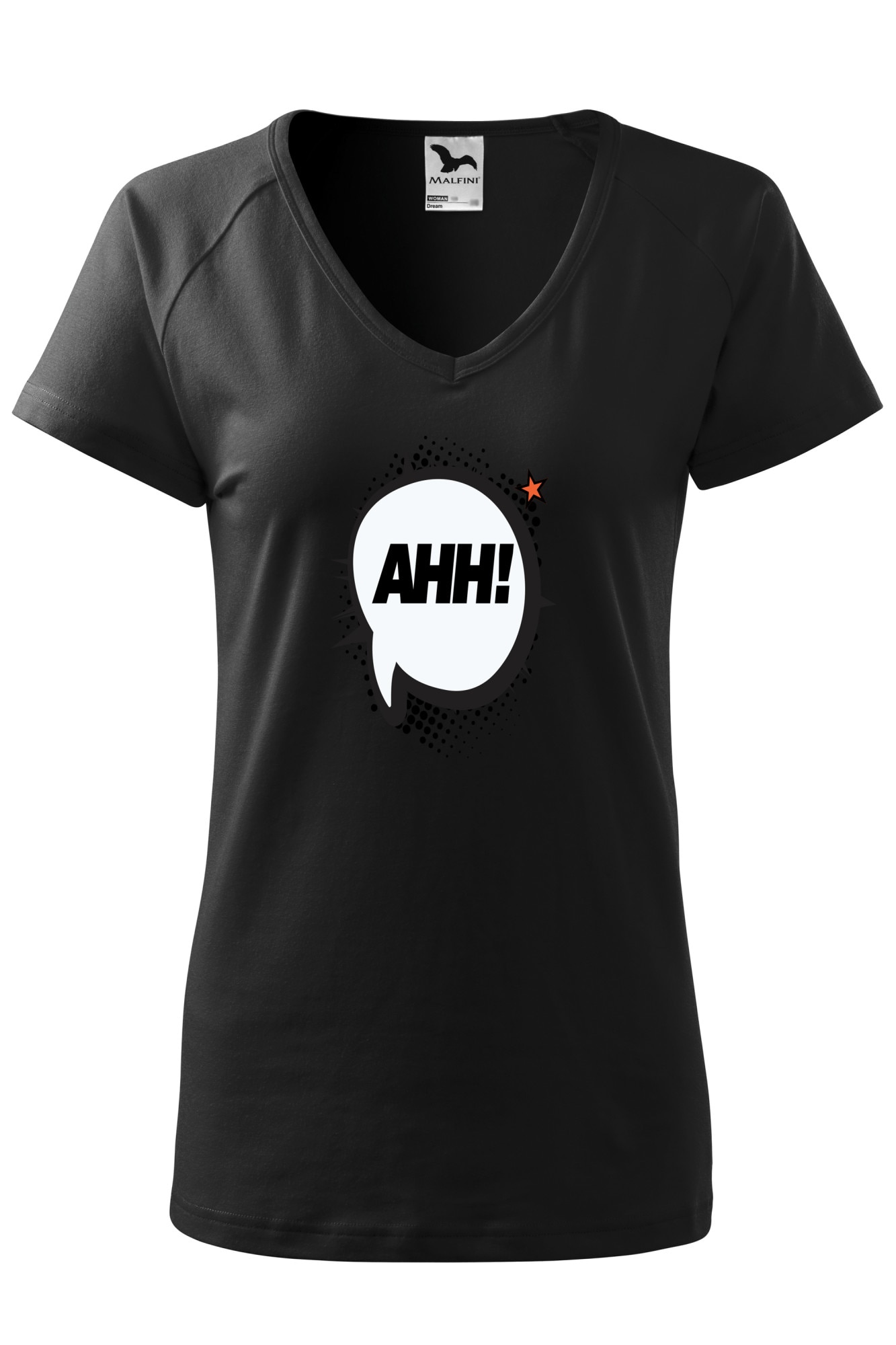 Tricou dama, Malfini, Comic Ahh, Negru, XS