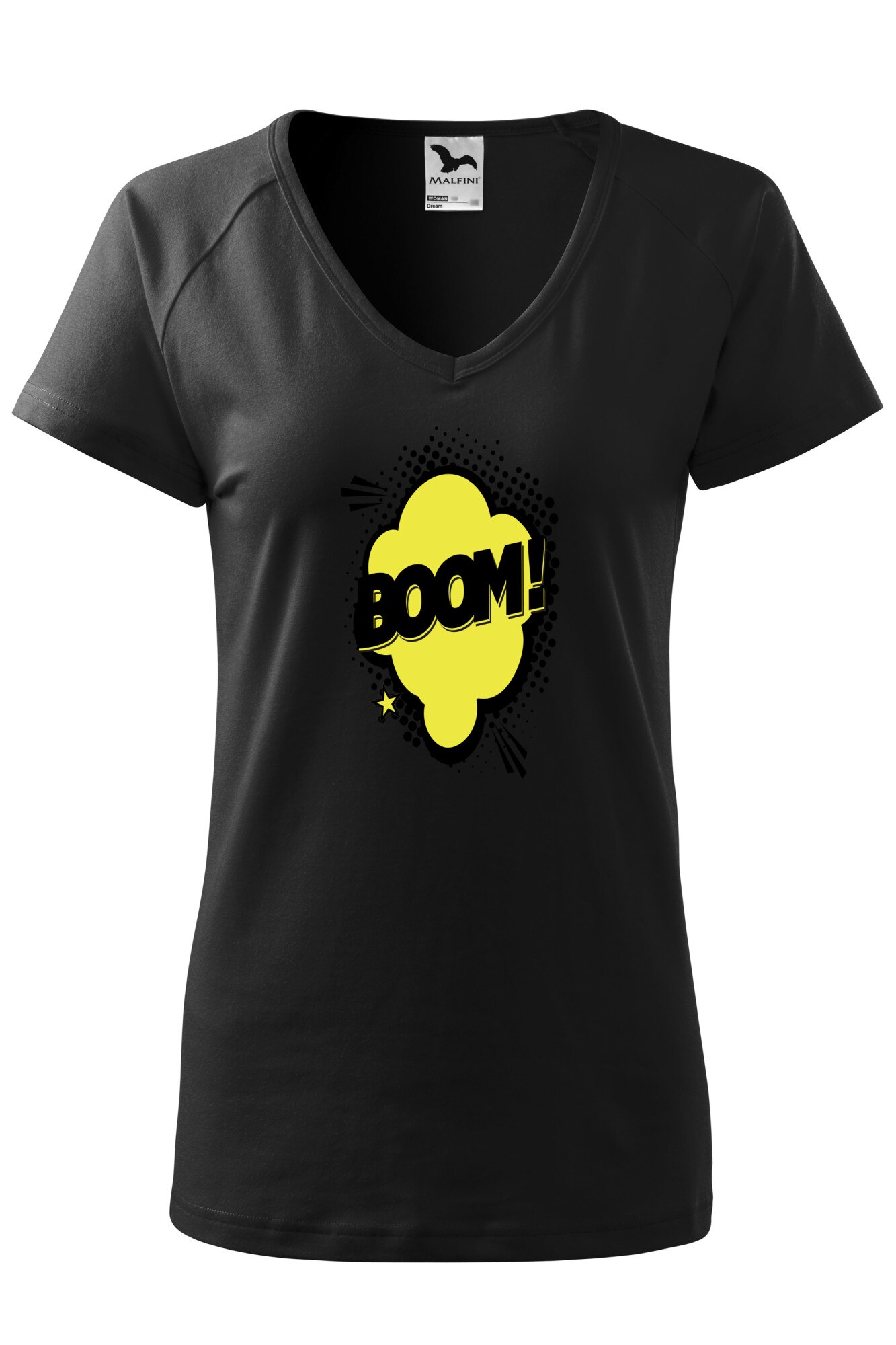 Tricou dama, Malfini, Comic Boom Explosion, Negru, XS