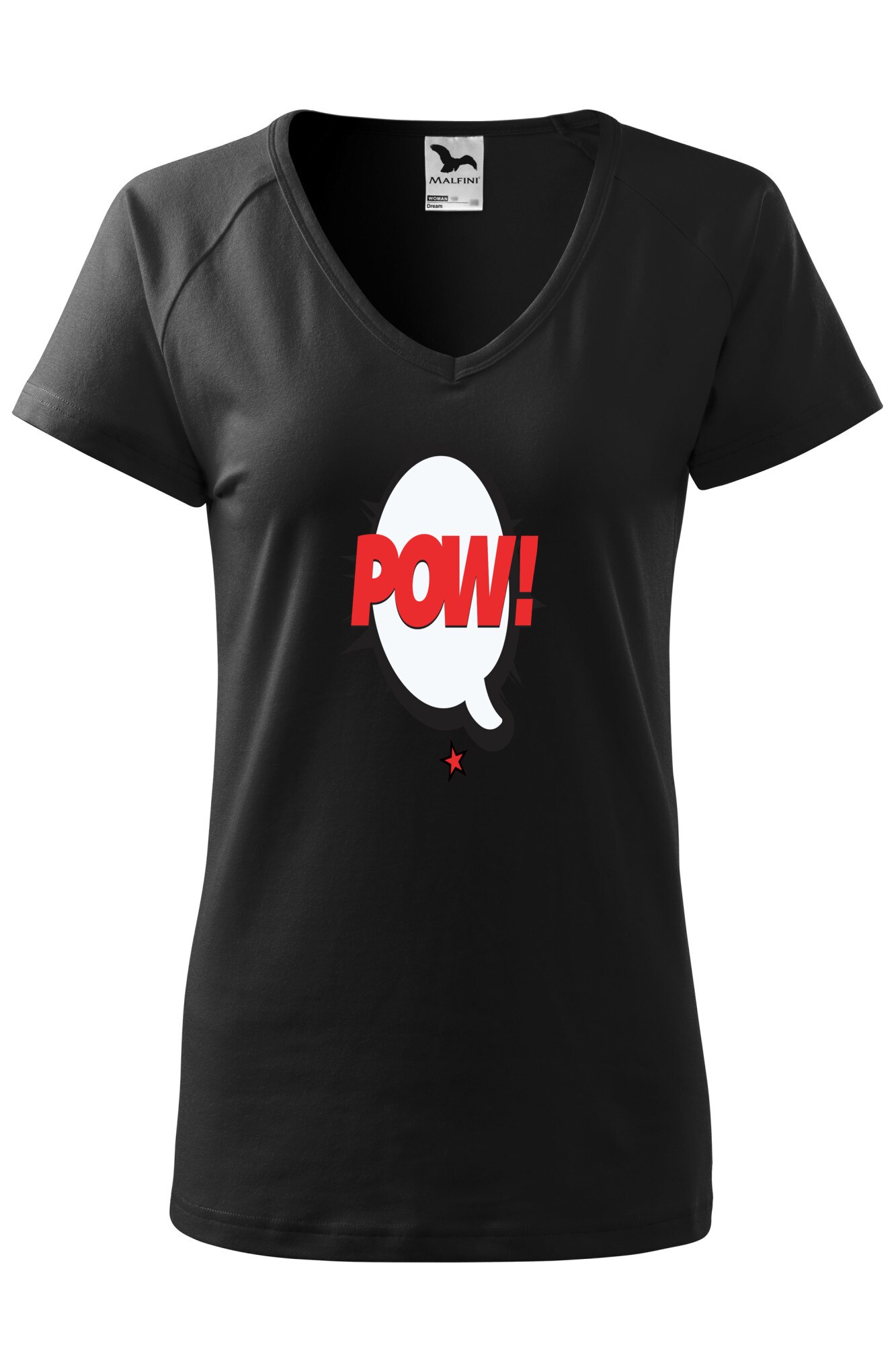 Tricou dama, Malfini, Comic Pow Red, Negru, XS