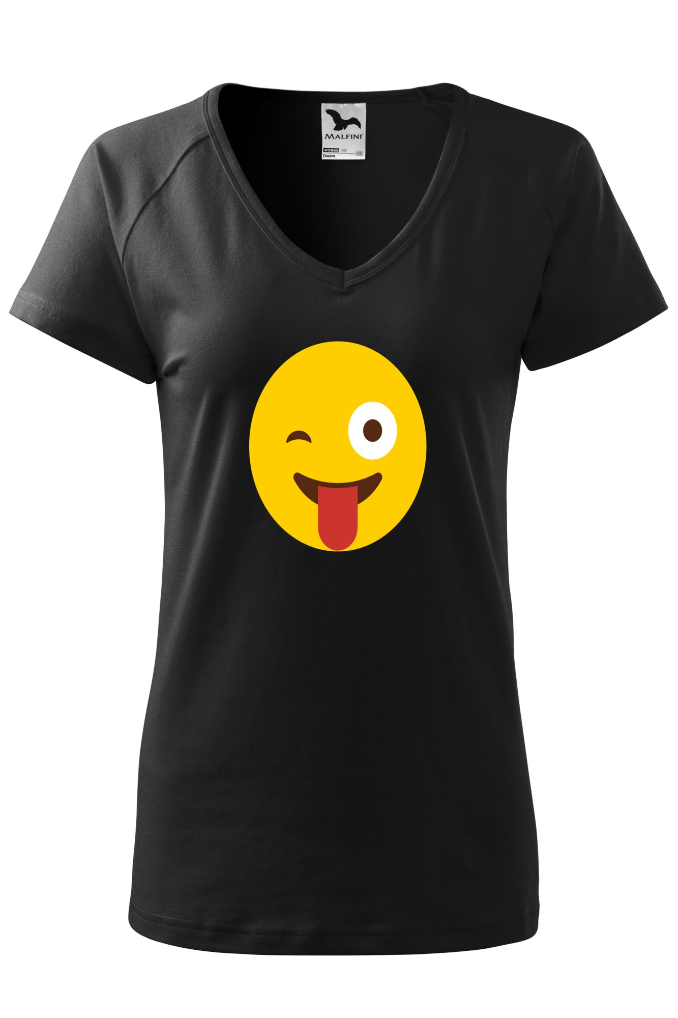 Tricou dama, Malfini, Emoji Tongue Out, Negru, XS